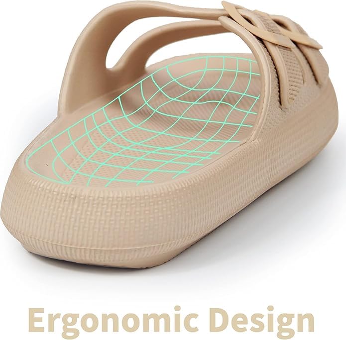 Image of Women Adjustable Open Toe Slide Sandals Classic Ultra Soft EVA Footbed Summer Designed to Fit Flat Buckle Sliders for Women & Girls