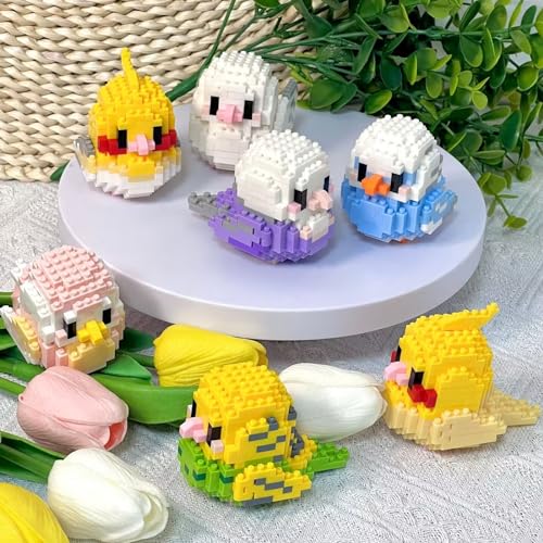 NOOLY Parrot Micro Building Bricks Kit Bird Thmed Blocks Set Decoration for Home and Office WKLJM-01 242Pcs (White and Light Blue) 8918 - Image 4