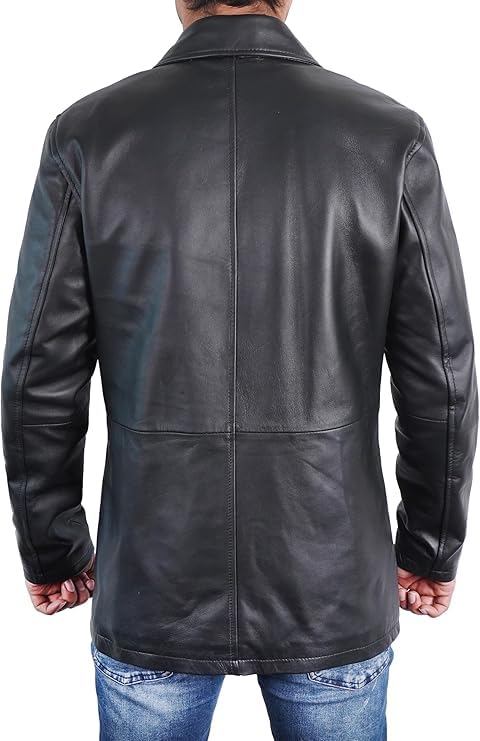 Buy orvix Mens Classic Winter Leather Car Coat 3/4 Length - Button