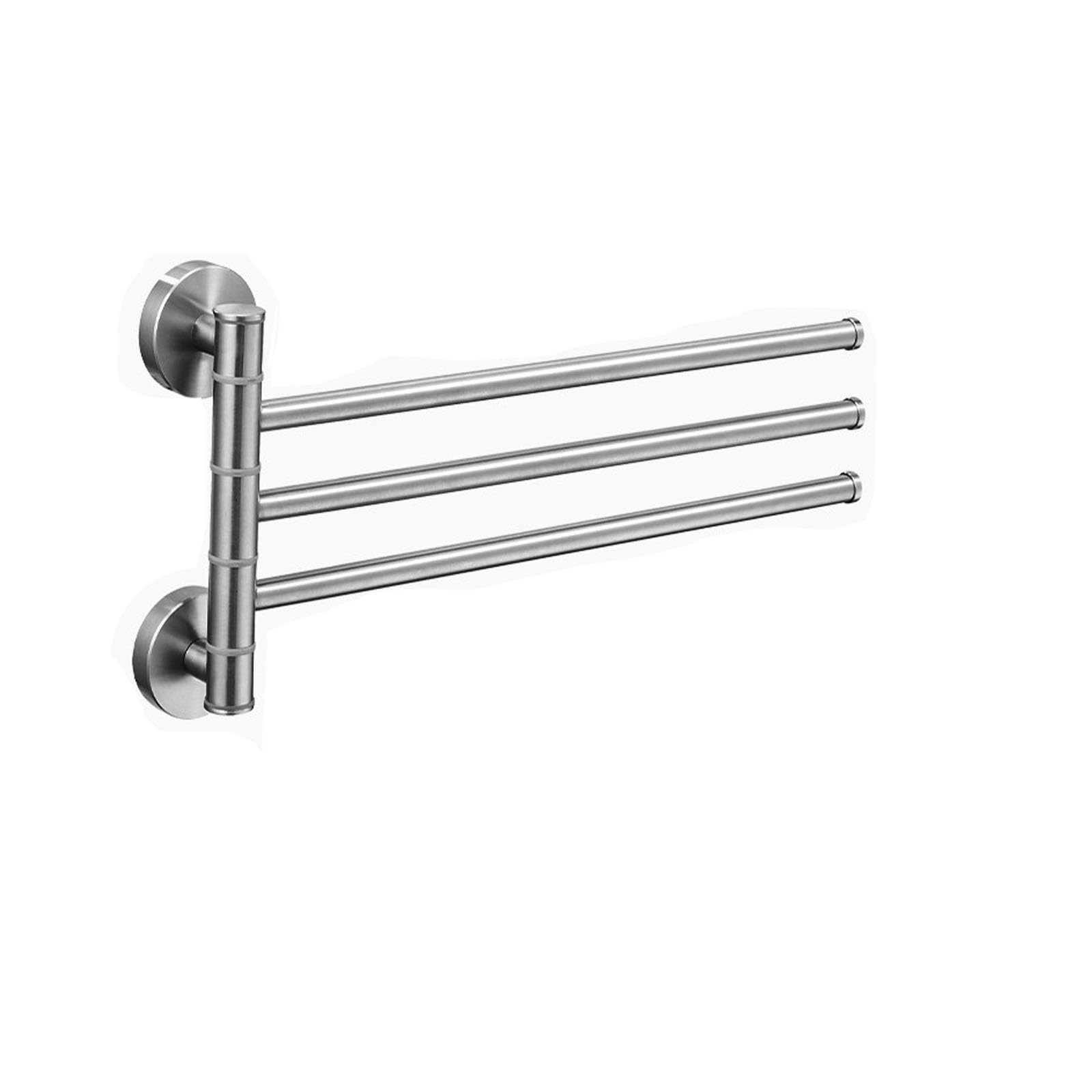 Generic Swivel Towel Rack Thicken Stainless Steel 3-Arm Towel Bar，New Wall-Mounted Shower Shelves Rustproof Swing Out(3-bar)