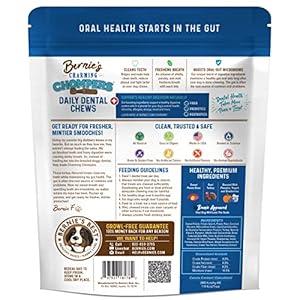 Bernies Charming Chompers  Daily Dental Chews for Dogs 50100 Lbs  12 Count  Cleans Teeth Freshens Breath Boosts Oralgut Microbiome Easy to Digest Supports Healthy Digestion Naturally  Cucciolini Doodles Bernies charming chompers  daily dental chews for dogs 50 100 lbs  12 count  cleans teeth freshens breath boosts oral gut microbiome Easy to digest supports healthy digestion naturally   cucciolini doodles