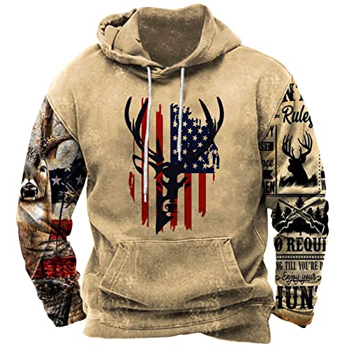 Hoodies Graphic for Men 2023 Drawstring Long Sleeve Western Aztec Ethnic Hooded Sweatshirts Ethnic Print Pullover