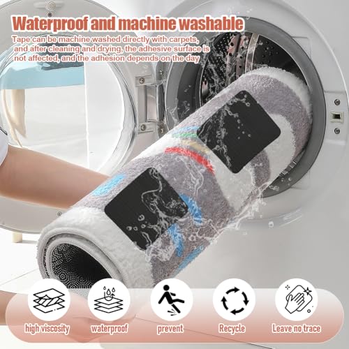 RANJIMA Teppich Antirutschunterlage, 8 Stück Antirutschmatte für Teppich Vacuum Tech, Waschbare & Wiederverwendbare Antirutsch Pads,Teppichstopper Antirutschmatte für Teppich Stopper (Schwarz)