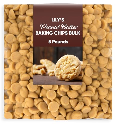 Lilys Peanut Butter Baking Chips Bulk 5 Pounds - Gluten Free, Low Carb Baked Chips - Creamy & Smooth, No Sugar Added, Made with Stevia - Perfect for Baking Cookies & Desserts