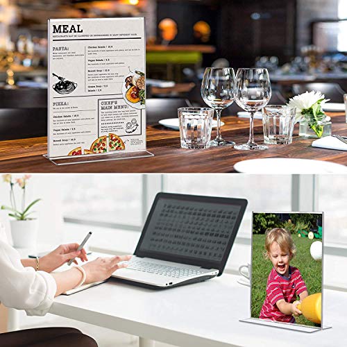 Image of Shuban Acrylic Sign Holder Table Sign Holder Double Sided T Shape Clear Plastic Desktop Display Holder Vertical Menu Stand Sign Holders for School, Office, Hotel, Party (04 X 6 Inch -2Pcs)