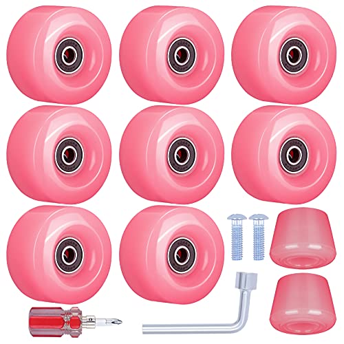 Tanzfrosch 8 Pack Roller Skate Wheels with Bearings Installed and 2 Toe Stoppers...