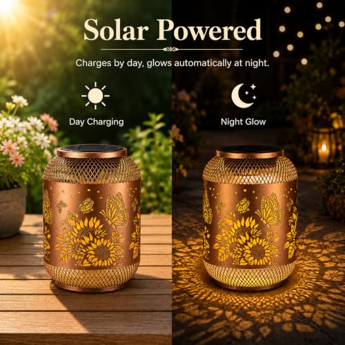 Image of Butterfly Solar Lantern Outdoor Hanging Solar Garden Light Gifts for Women