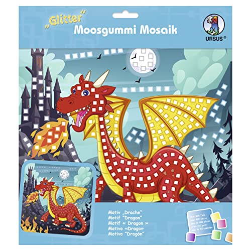 Ursus 8420016 - Glitter Moosgummi Mosaik-Bild 'Drache', Bastelset für ein...