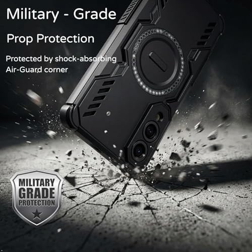 Image of ShieldTech Back Cover Case for Samsung Galaxy S25 Edge 5G | 360 Protection Mobile Phone Case | Mag-Safe | Samsung Galaxy S 25 Edge Back Cover | Samsung Galaxy S25Edge 5+G - Black TPU + PC