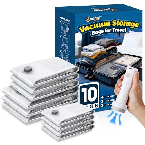 Accenter Vakuumbeutel für Kleidung mit Elektrischer Pumpe Vakuumbeutel Reise für Koffer Organizer Kleiderschrank Organizer zur kleidung aufbewahrung Reisen Umzug und Alltags-Aufbewahrung