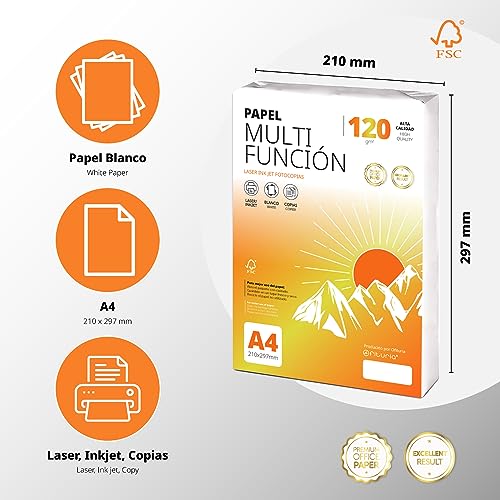 Image of Folios A4 120 g 200 Sheets, Multipurpose Paper for Printer, Sheets for Laser and Inkjet Printers, Photocopier, for Office Use, School Supplies, Pack of Folios - Ophituria (120g, 200h)