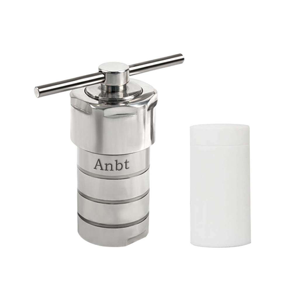 Anbt PTFE Hydrothermal Synthesis Autoclave Reactor 3Mpa High Pressure Vessel Resistance for Strong Acid, Organic Solvent, Insoluble Material (50ml)