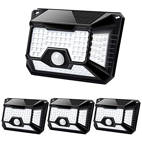 Fousômo Solar-Sicherheitsleuchte für den Außenbereich 128 LED mit Bewegungssensor Wasserdicht IP65 Außenwandleuchte für Hof Cover