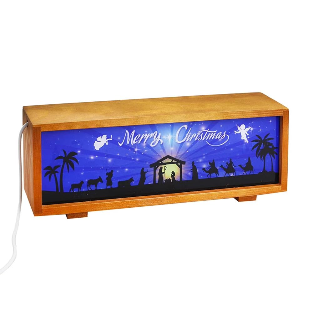 UDSKNV[KSL LED Decorative Lamp Nativity Scene Lantern Wood Christmas Decorations for Mantel Bedside Table Living Room