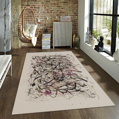 Tapis de salon abstrait style Jackson Pollock graffiti antidérapant 60x90