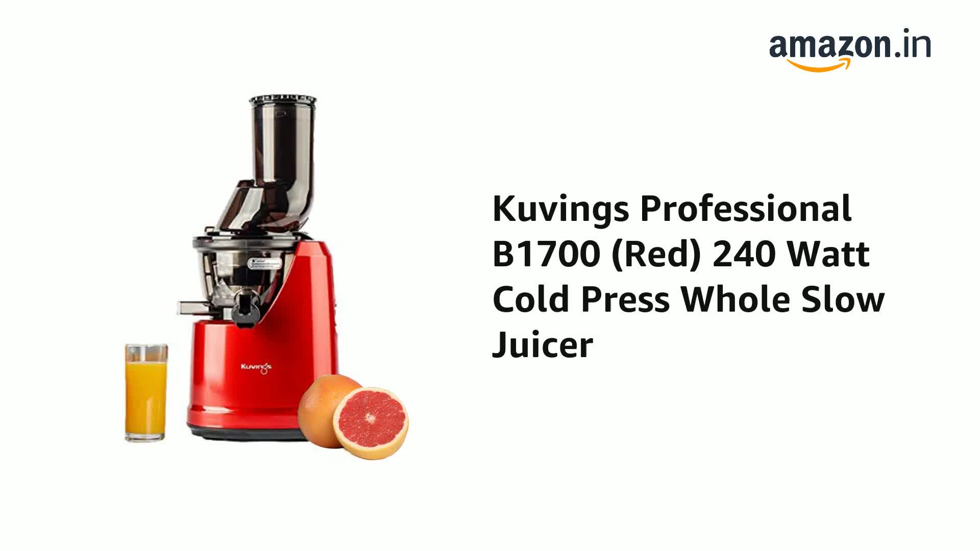 Kuvings Professional B1700 240 Watt Cold Press Whole Slow Juicer (Kuvings B1700 Red Juicer