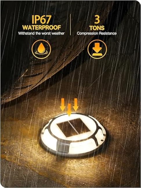 Solar Driveway Lights Dock Lights Waterproof 12 Pack, 2 Colors in 1 Outdoor LED Solar Deck Lights, Solar Powered Walk Way Lights Road Marker for Warning Stair Pathway Patio (Warm & Cool)