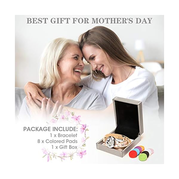 Jack & Rose for Women, Essential Oil Diffuser Bracelet, Tree of Life Jewelry Aromatherapy Bracelets Leather Band with 8 Color Felt Pads, Gifts for Daughter, Girl, Mom, Sister