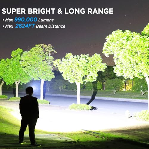 Super Bright 990,000 Lumens LED Rechargeable Headlamp with 5 Modes and Waterproof Protection (2 Pack)