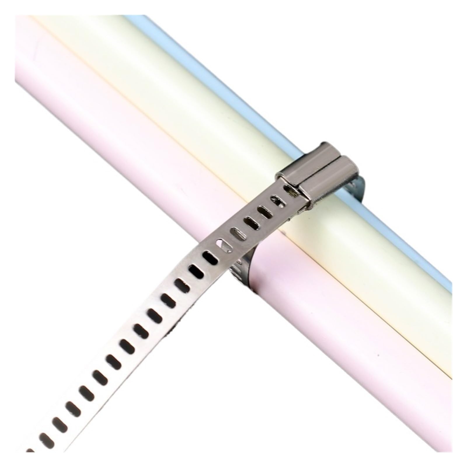 Violdhhjk 5X300mm Stainless Steel Metal Cable Tiemetal Zip Ties 100/10Pcs Stainless Steel Cables Tie Metal Self Locking Cable Ties Heavy Duty Fastening Rings Straps For Exhaust Wraps Organizer(,50Pcs)