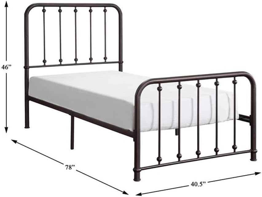 Lexicon Homelegance Larkspur Metal Platform Bed, Twin, Antique Bronze