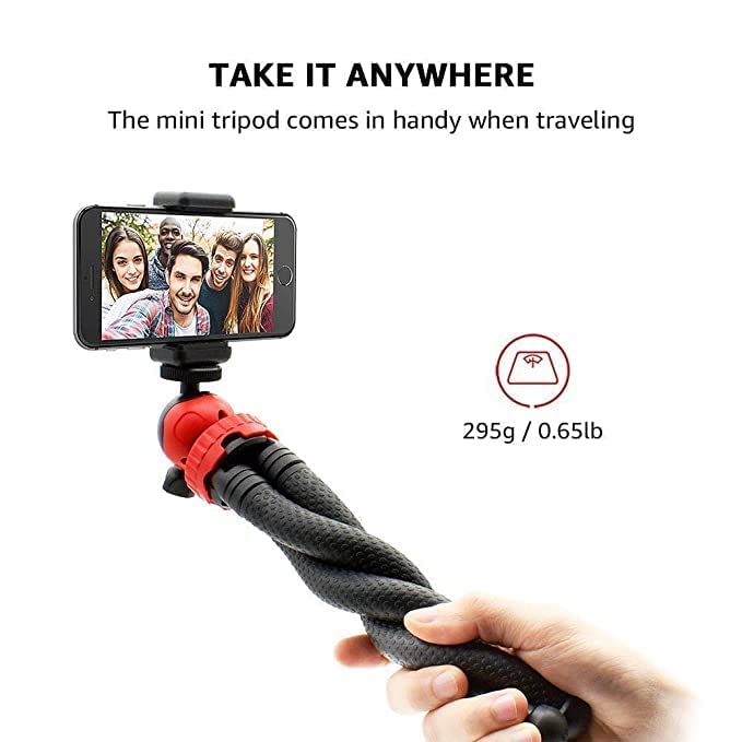 Image of Zety 12 Inch Height 360 Rotating Ball Head Gorilla Tripod | Tripod for All Devices with Holder & Bluetooth Shutter Button (Gorilla Tripod + Shutter Remote + Holder)