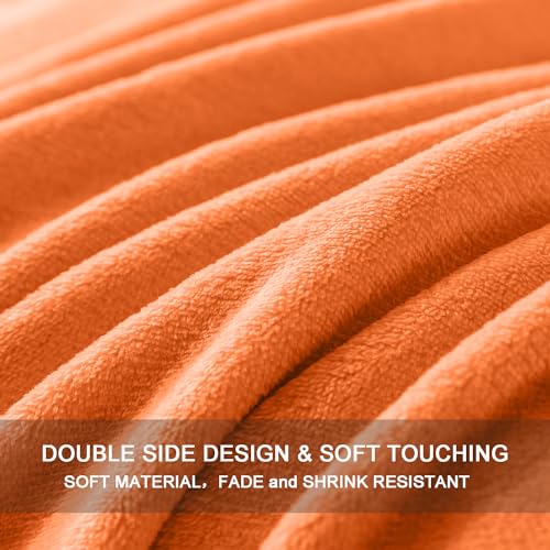 Soft King Size Blanket for All Season Warm Fuzzy Microplush Lightweight Thermal Fleece Summer Autumn Fall Winter Spring Blankets for King Calking Bed Couch Sofa,90x108 Inches,Orange by HOZY - Used condition - Image 4