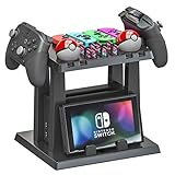 Skywin Organizer and Stand for Nintendo Switch - Storage Stand and Organizer Compatible with Nintendo Switch Accessories - Organizes Dock, Game Cards, Joy Cons, Pro Controllers, Grip, Games, Console