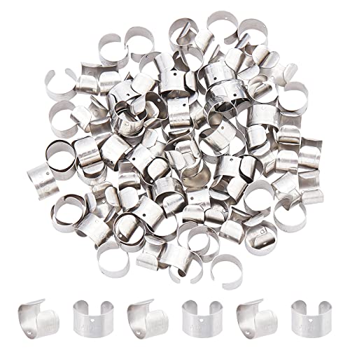 DICOSMETIC 100Pcs Cuff Earrings Findings 11x7mm Small Non Piercing Earrings Stainles Steel Cartilage Cuff Earring with Loop Adjustable Wrap Earring for Men and Women Earring Making Craft, Hole: 0.9mm