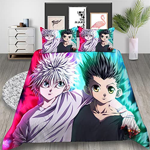 PTNQAZ Anime Hunter X Hunter Parure de lit avec housse de couette imprimée 3D pour enfants, lit simple, queen size, king size (lit simple et king size) Cover