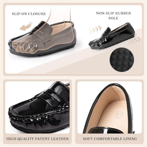 Image of Miamooi Toddler Boys Girls Wedding Dress Shoes Little Kid Slip On Loafers School Uniform Moccasins Walking Shoe