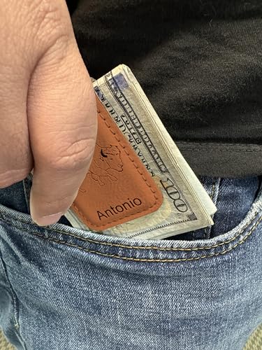 LaserGram Slim Magnetic Money Clip, Horse Head 2, Personalized Engraving Included (Dark Brown)2