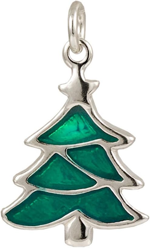 Sterling Silver Greem Enamel Christmas Tree Charm - #49444