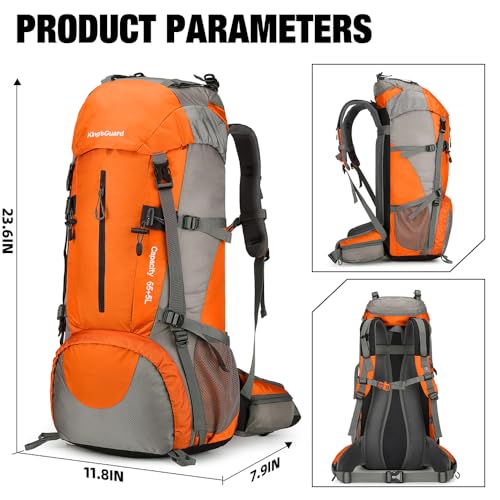 Image of King'sGuard 70L Hiking Backpack with Rain Cover Lightweight Waterproof Travel Camping Backpack Large Backpacking Pack