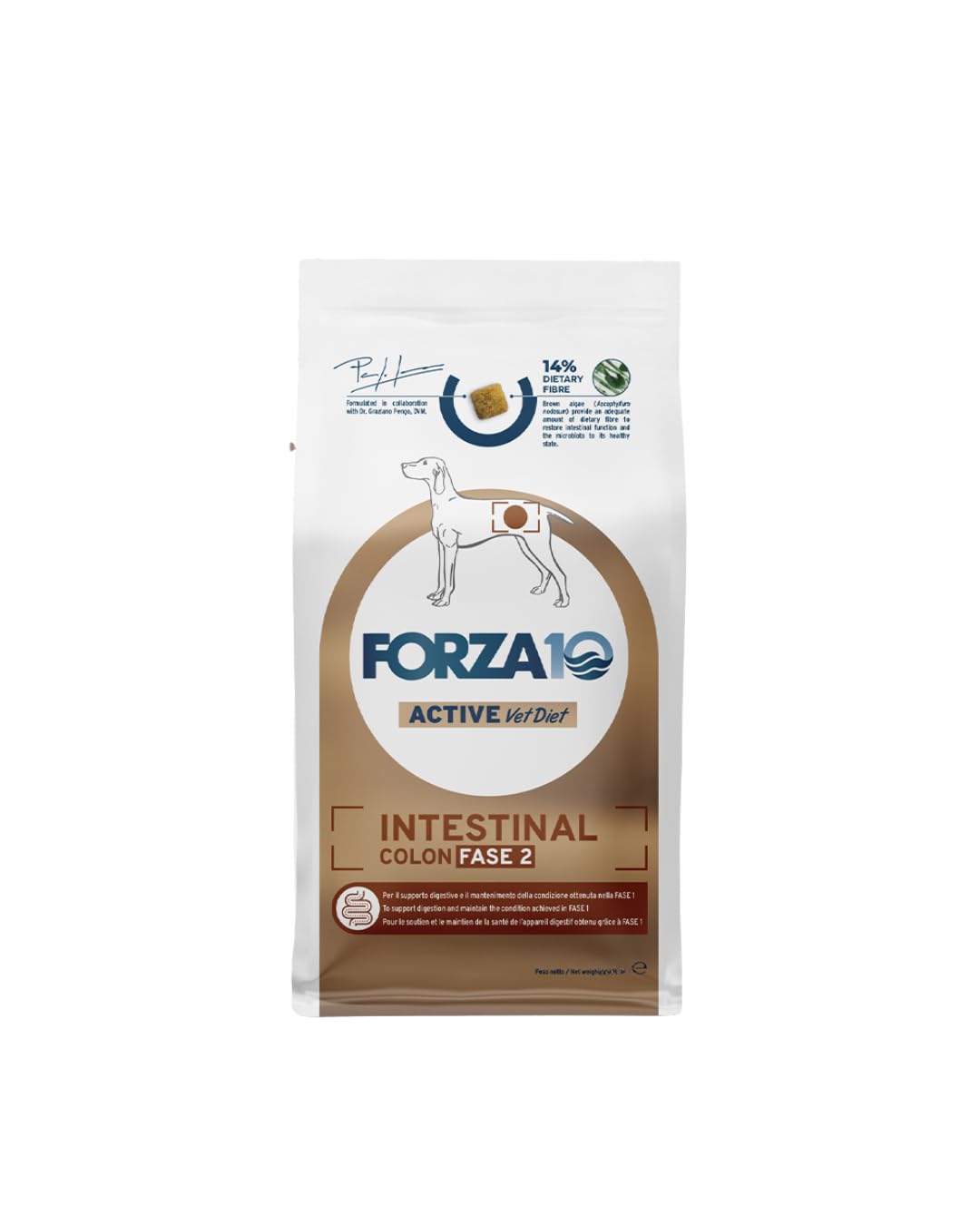 FORZA 10 Cane Intestinal Colon Fase II All Size - Pesce | alimento secco dietetico completo per cani adulti, per la compensazione della cattiva digestione, 1 confezione da 4 kg.