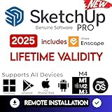 SketchUp Pro 2025 Software (Latest Updated Version) + Enscape/ Vray/ Blender/ Layout Rendering Software (100% Genuine) | 32/64 bits | For Windows & Mac (M1, M2, M3, M4) | 1 Device | Remote Setup Included | Lifetime Validity
