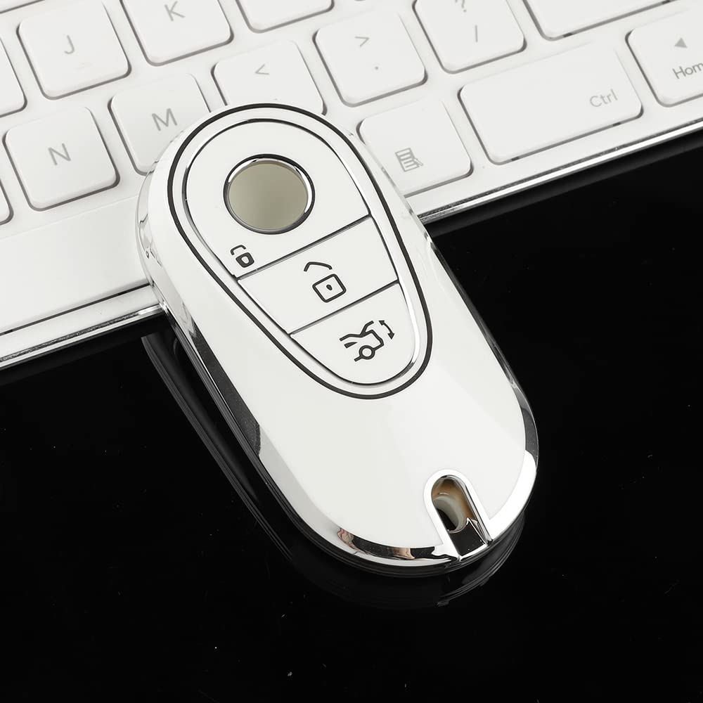 Xotic Tech Carbon Fiber Pattern Black Silicone Case Key Fob Cover Full Protector Holder w/Keychain Compatible with BMW 1 2 3 4 5 6 7 Series X3 X4 M2 M3 M4 Keyless