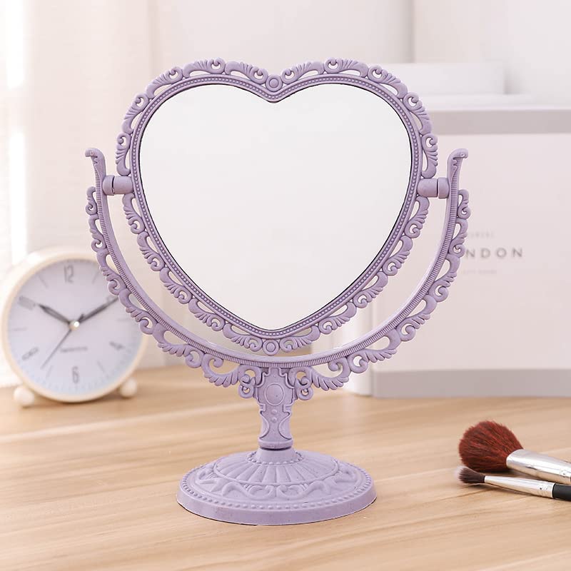 Espejo de maquillaje con forma de corazón para mesa miniatura 2