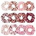 Produktbild Whaline Scrunchies Samt 12 Stück Haargummis Elastische Bunte Haarbänder Pferdeschwanz für Frauen Mädchen Pferdeschwanz Haarschmuck (Rosa Serie)