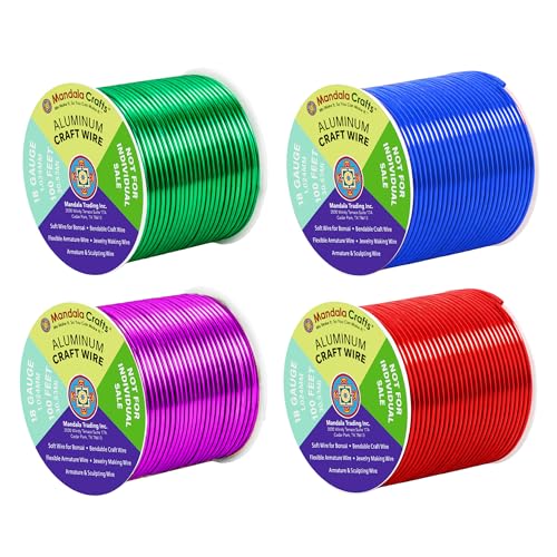 Image of Mandala Crafts 18 Gauge Anodized Aluminum Craft Wire for Jewelry Making - 400 FT Colored Flexible Rainbow Wire - Bendable for Bonsai Armature Crafting Sculpting