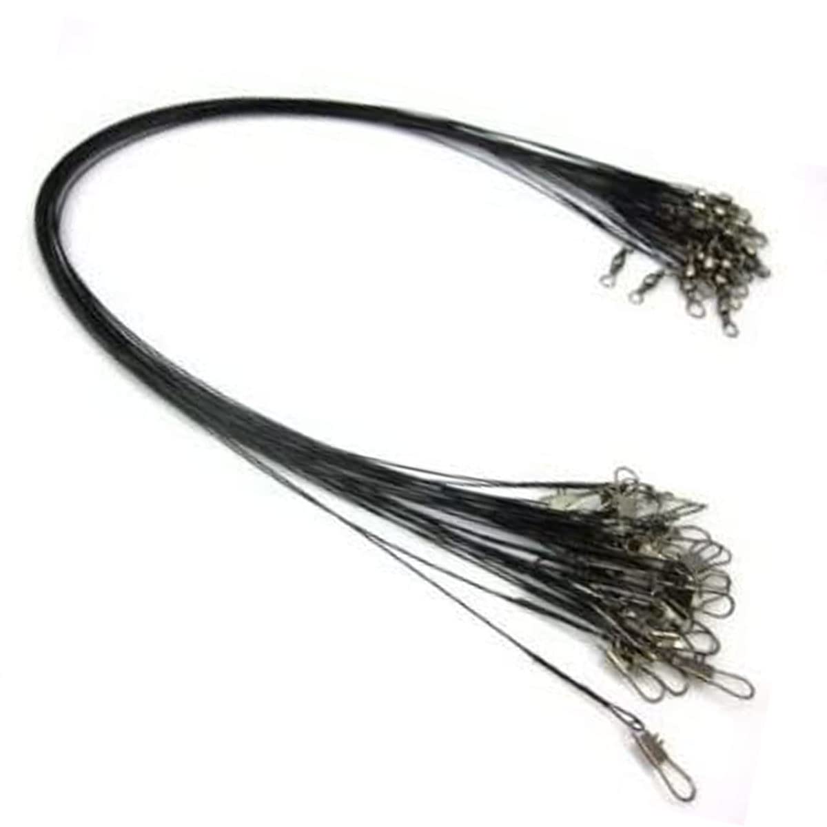 CJESLNA 24Pcs Fishing Leaders Black Fish Line Stainless Steel Wire with Snap and Swivel 12" Long