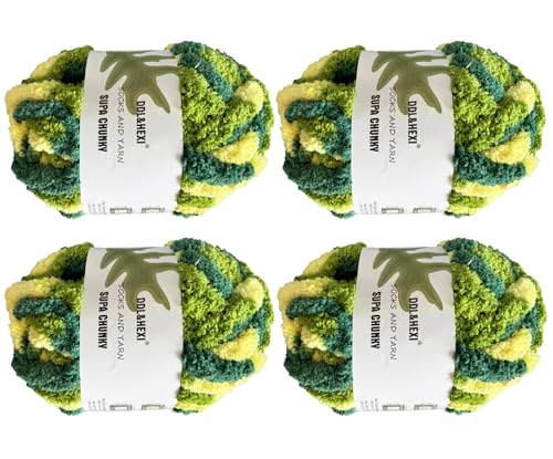 DDL&HEXI 4 Pack Super Chenille Chunky Yarn for Hand Knit,