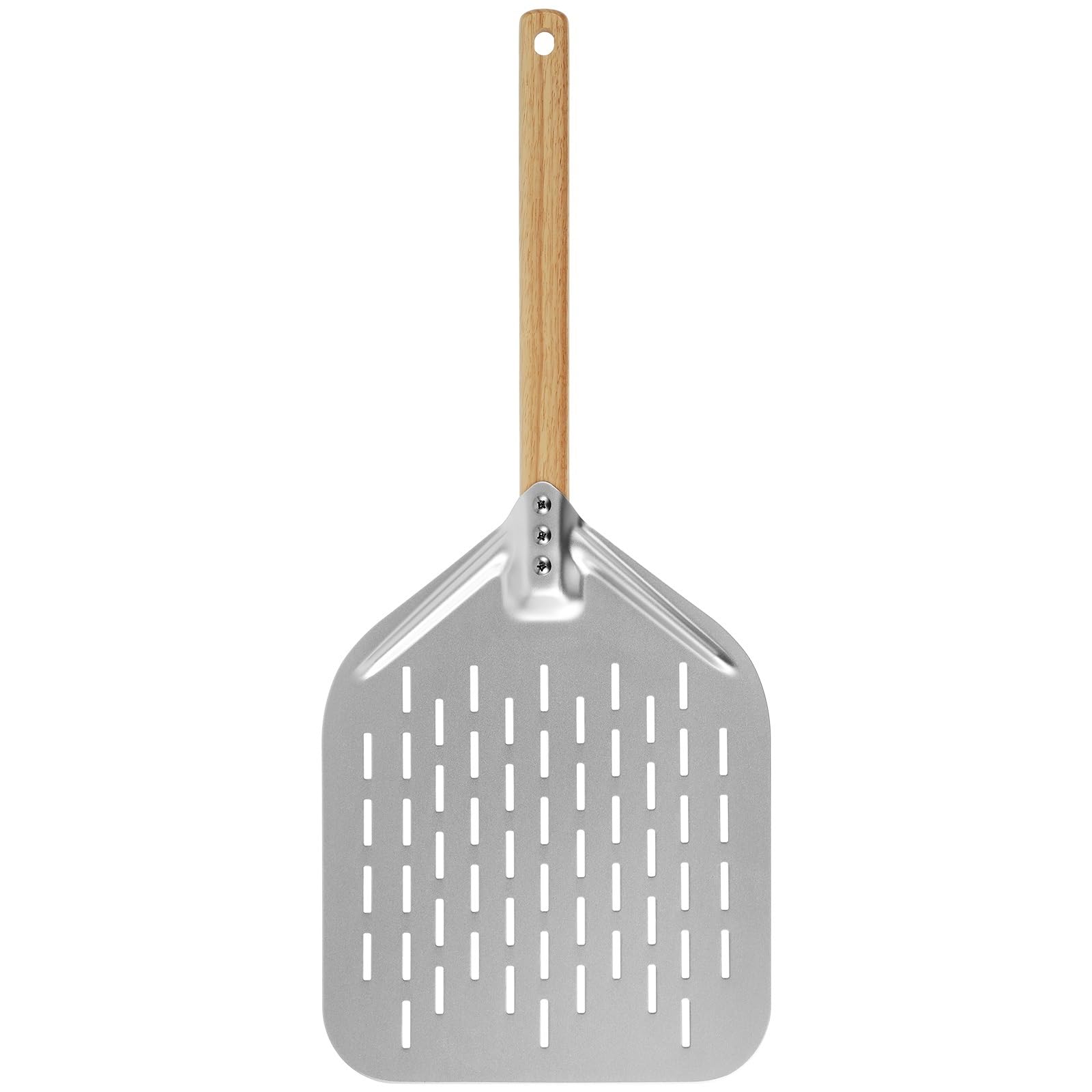 Pelle à Pizza 12 Pouces en Alliage d'aluminium avec poignée, antiadhésive, perforée, légère et réutilisable (A 12)
