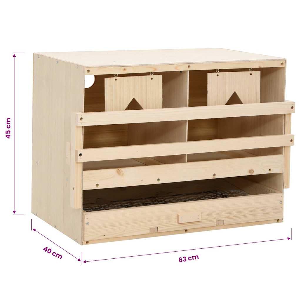 Nido para pollos, de pino macizo, con 2 compartimentos, 63 x 40 x 45 cm, base extraíble, apilable, para establo, aves de corral, cría, granja, agricultura, conservación de huevos