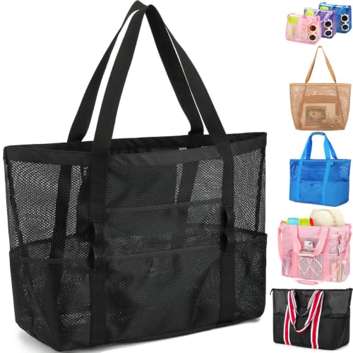 Fammart Large Mesh Beach Bag for Women, Oversized Beach tote Swim Pool Bag