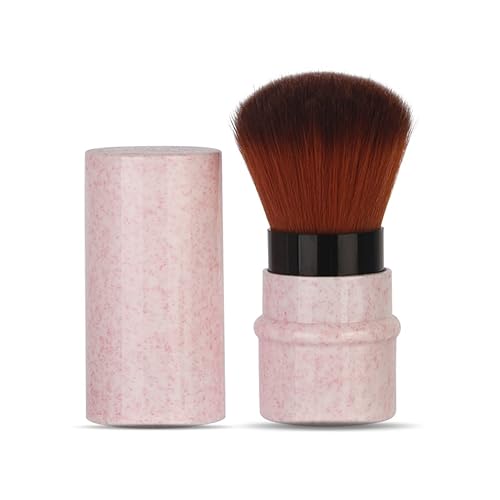 Cepillo Kabuki retráctil rosa, cepillo retráctil Kabuki de viaje de fundación, nuevo corrector extensible, herramienta cosmética
