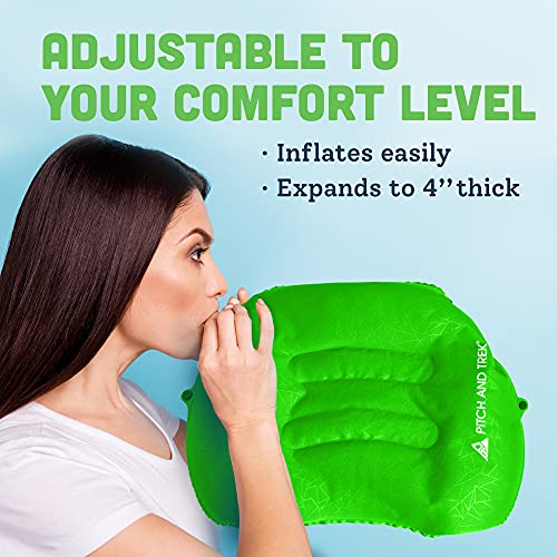 Pitch And Trek Camping Pillow With Removable Cover, Ultralight Portable Compact Inflatable Pillow For Neck Lumbar Support, Compressible Pillow For Hiking, Beach, Hammock, And Backpacking Gear #TOP3