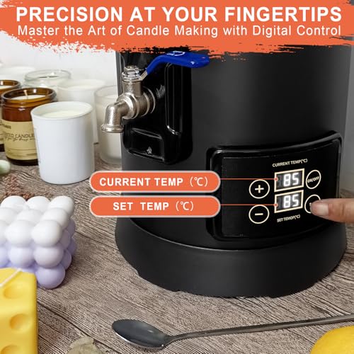 Leerie 12Lbs Digital Wax Melter for Candle Making - D6 Candle Wax Melting Pot with Accurate Temperature Control & Heating Core Brass Spout for DIY Home Business Candle Maker - Image 4
