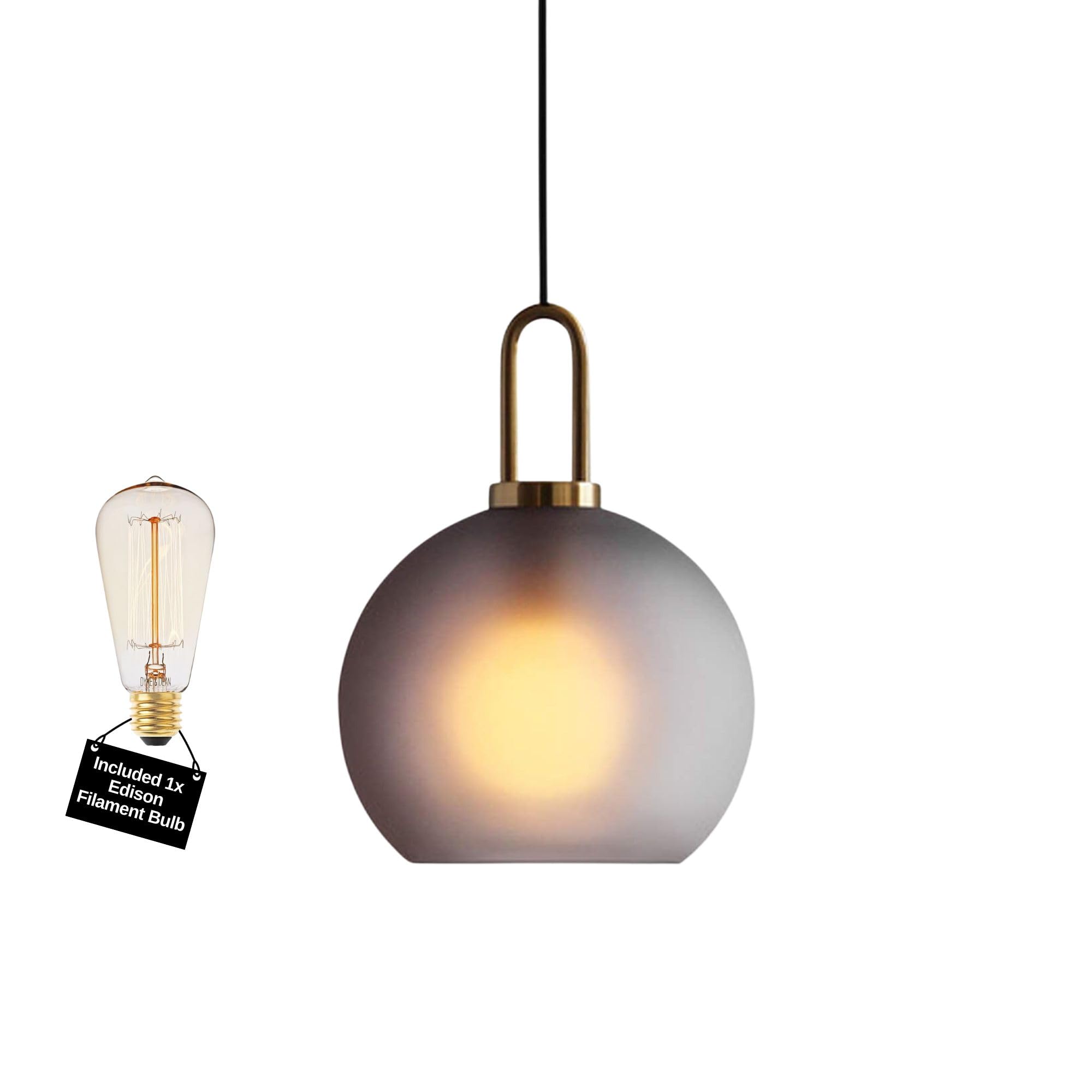 Mossodor Smokey Grey Modern Vintage Glass Globe Light 20Cm Smoked Ceiling Light Industrial Ceiling Light - E27 Filament Bulb (Included) For Kitchen Dinning Room Bedroom Lights