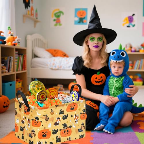 Image of Halloween Pumpkin Ghost Storage Basket, Black Cat Spider Gift Toy Organizer